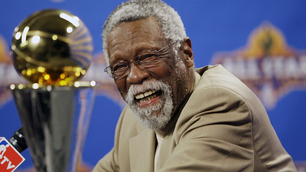 NBA great Bill Russell reacts at a news conference as he learns the Most Valuable Player award for the NBA basketball championships has been renamed the Bill Russell NBA Finals Most Valuable Player Award, February 14, 2009. /CFP