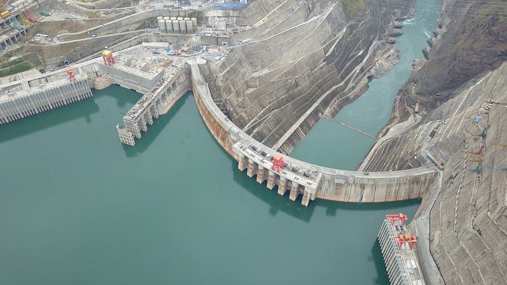An aerial view of Baihetan hydropower station, southwest China's Yunnan Province, May 20, 2022. /CFP