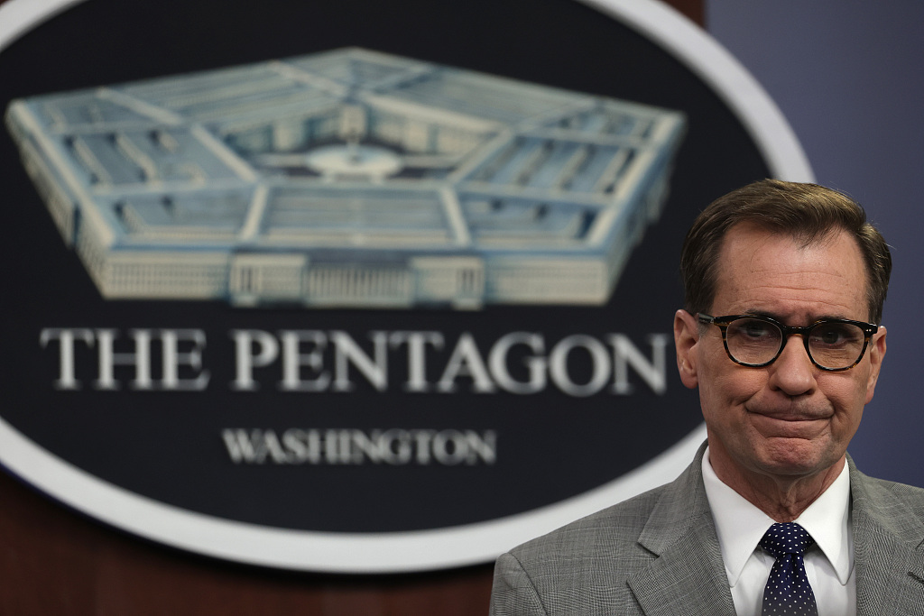 Pentagon Press Secretary John Kirby conducts a news briefing at the Pentagon in Arlington, Virginia, after U.S. Secretary of Defense Lloyd Austin ordered 500 more U.S. service members to be deployed to locations in Europe, March 7, 2022. /CFP