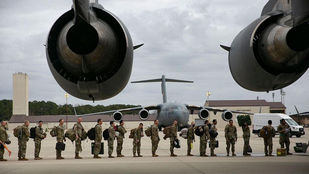U.S. troops deploy for Europe from Pope Army Airfield at Fort Bragg, North Carolina, February 3, 2022. /CFP