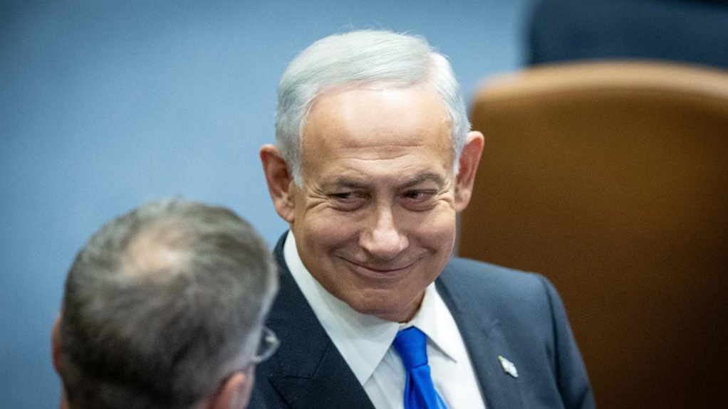 Israeli Prime Minister Benjamin Netanyahu is seen during an official inauguration ceremony at the Israeli parliament in Jerusalem, December 29, 2022. /Xinhua