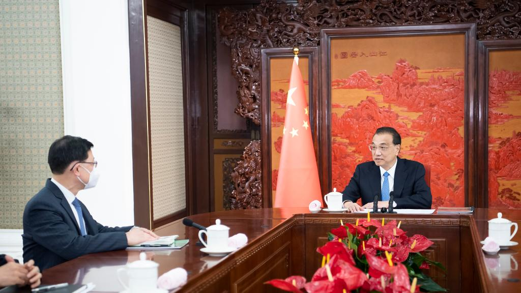 Premier Li Keqiang meets with Chief Executive of the Hong Kong Special Administrative Region John Lee, Beijing, China, December 22, 2022. /Xinhua