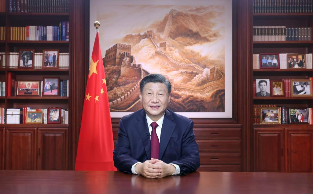 Chinese President Xi Jinping delivers a New Year address in Beijing, China, December 31, 2022. /Xinhua