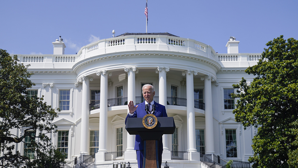 President Joe Biden speaking at an event on clean cars and trucks, on the South Lawn of the White House, on Aug. 5, 2021, in Washington. /CFP