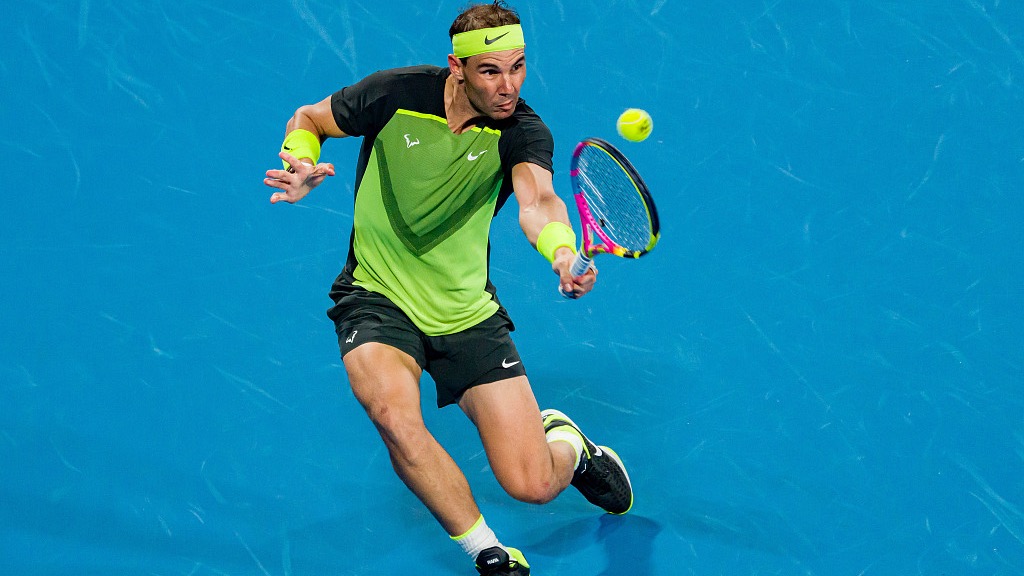 Rafael Nadal of Spain plays a backhand during day five of the United Cup at Ken Rosewall Arena in Sydney, Australia, January 2, 2023. /CFP