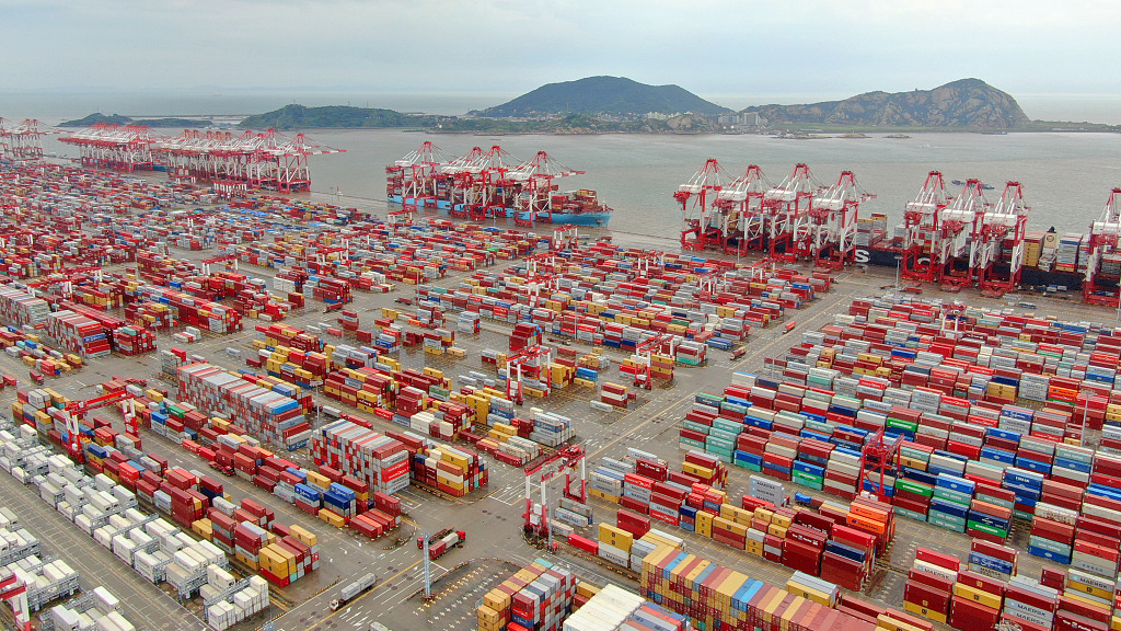 An aerial view of Yangshan Deep-Water Port at the Port of Shanghai On July 10, 2021. /CFP