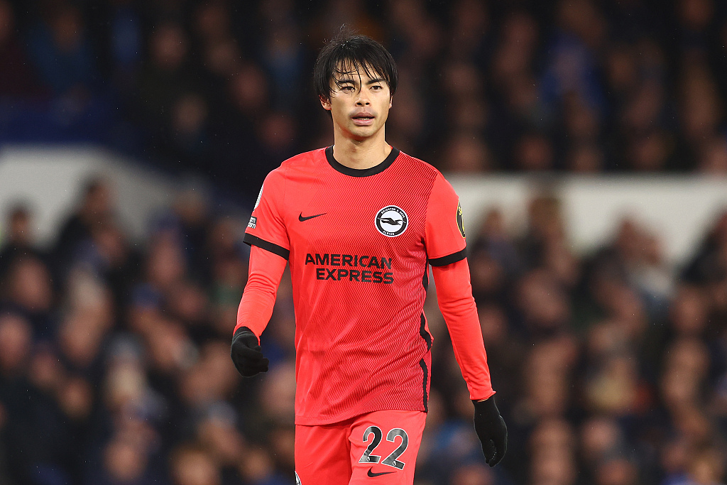 Kaoru Mitoma of Brighton looks on during their Premier League clash with Everton at Goodison Park in Liverpool, England, January 3, 2023. /CFP