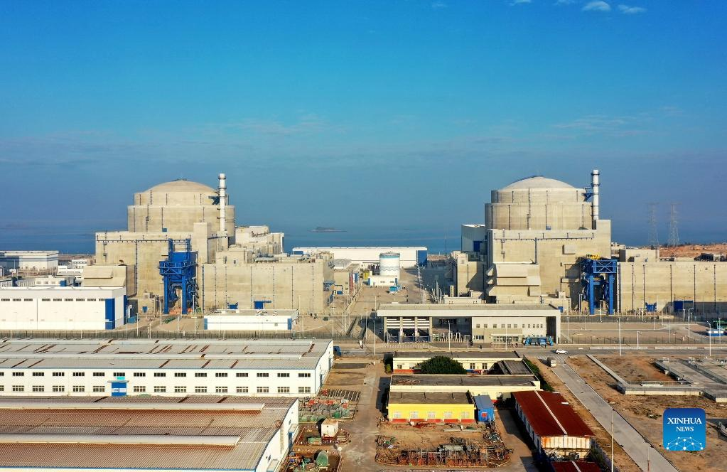 The No. 5 (L) and No. 6 nuclear power units which use the Hualong One technology under the China National Nuclear Corporation in Fuqing, southeast China's Fujian Province, December 29, 2021. /Xinhua 