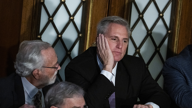 Republican Leader Kevin McCarthy is seen on the House floor during a vote in which he did not receive enough votes to become Speaker of the House, January 4, 2023. /CFP