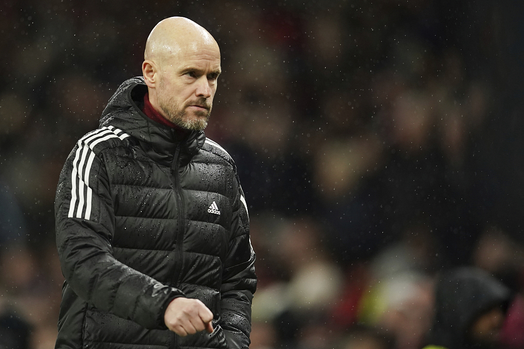 Erik ten Hag, manager of Manchester United looks on during the Premier League game against Bournemouth at Old Trafford in Manchester, England, January 3, 2023. /CFP