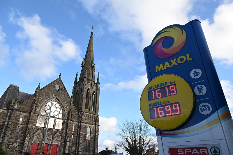 Fuel court prices are seen displayed in Antrim, UK, March 10, 2022. /CFP