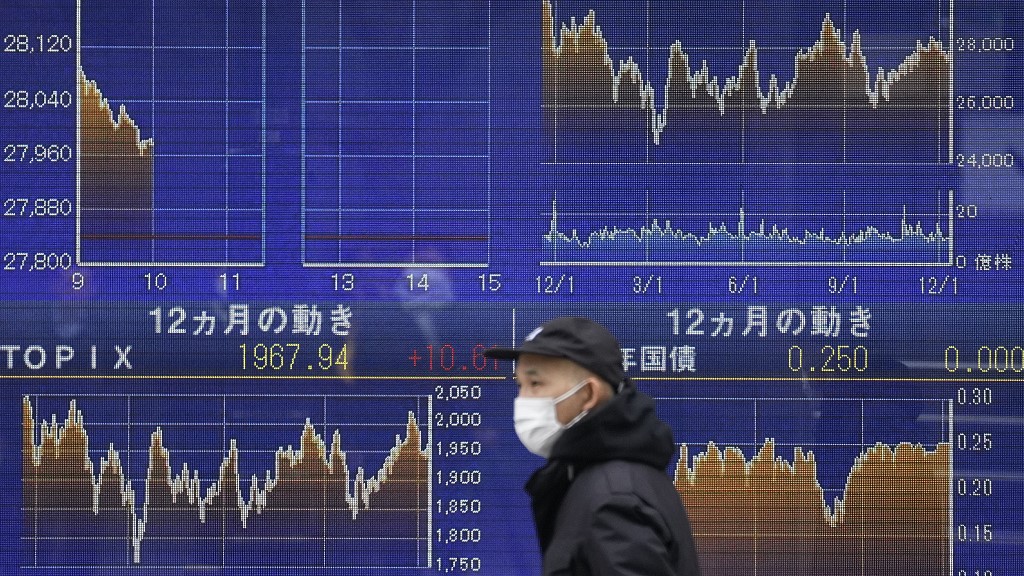 A person walks passed an electronic stock board showing Japan's Nikkei 225 index, Tokyo, Japan, December 13, 2022. /CFP