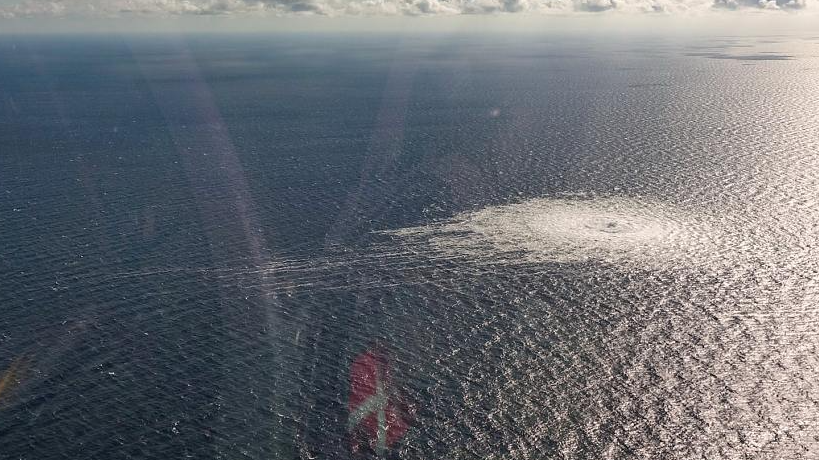 The image shows a leak in the Nord Stream pipelines in the Baltic Sea, September 27, 2022. /CFP