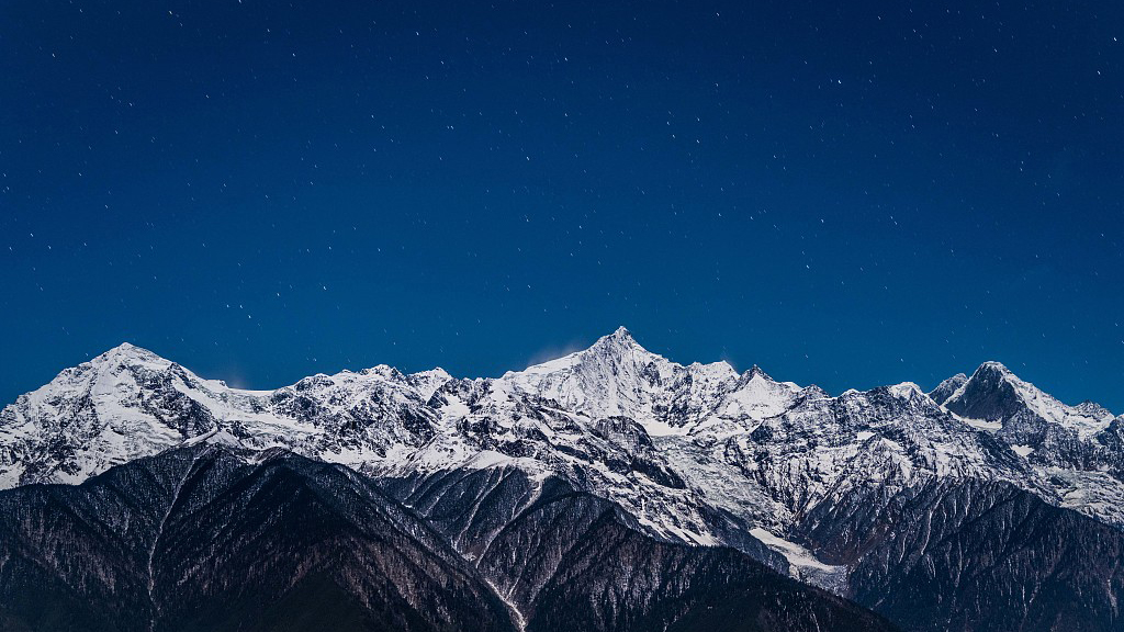 Starry sky above Mt. Meili in SW China's Yunnan