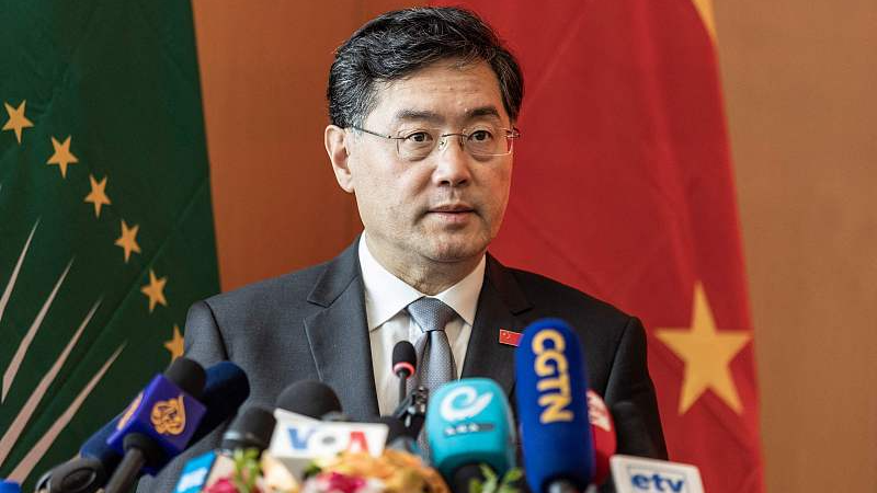 China's Foreign Minister Qin Gang speaks during the inauguration ceremony of Africa Centers for Disease Control and Prevention headquarters in Addis Ababa, Ethiopia, January 11, 2023. /CFP