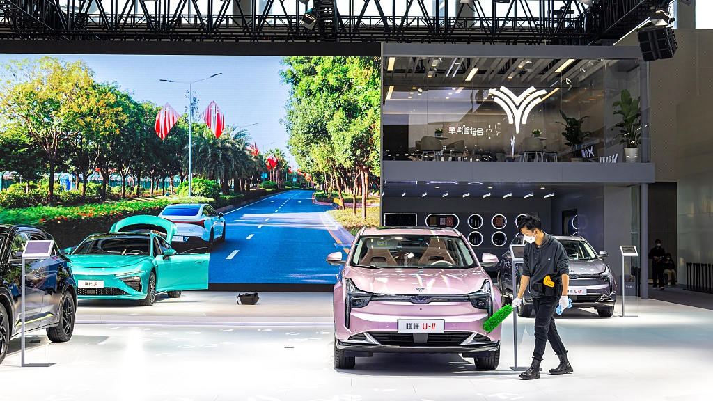 A Hozon Auto stand at the fifth Haikou International New Energy and Intelligent Automobile Exhibition in Haikou, Hainan Province, China, January 6, 2023. /CFP