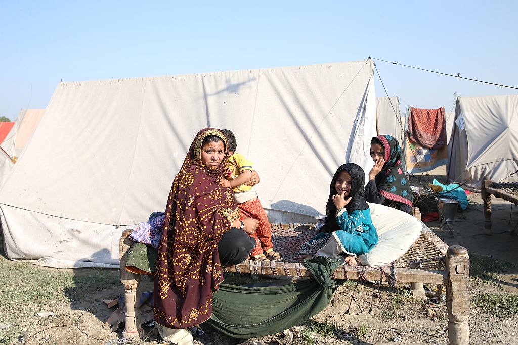A flood relief camp in Pakistan's Sindh province, December 22, 2022.  /CFP