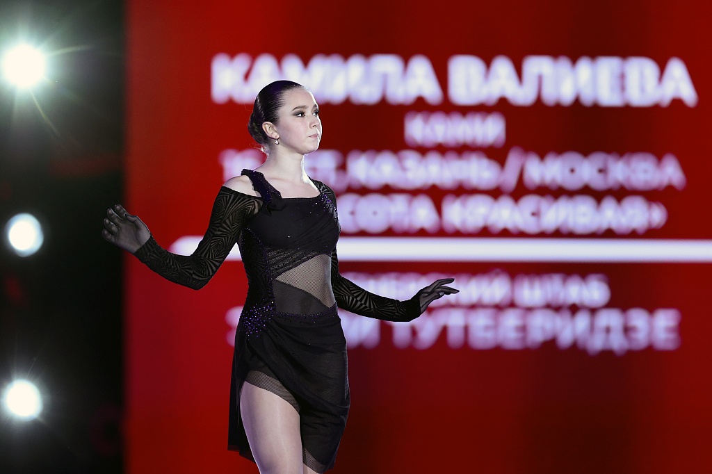 Figure skater Kamila Valieva performs her free skating program during a pre-season test of the Russian national figure skating team in Moscow, Russia, September 25, 2022. /CFP