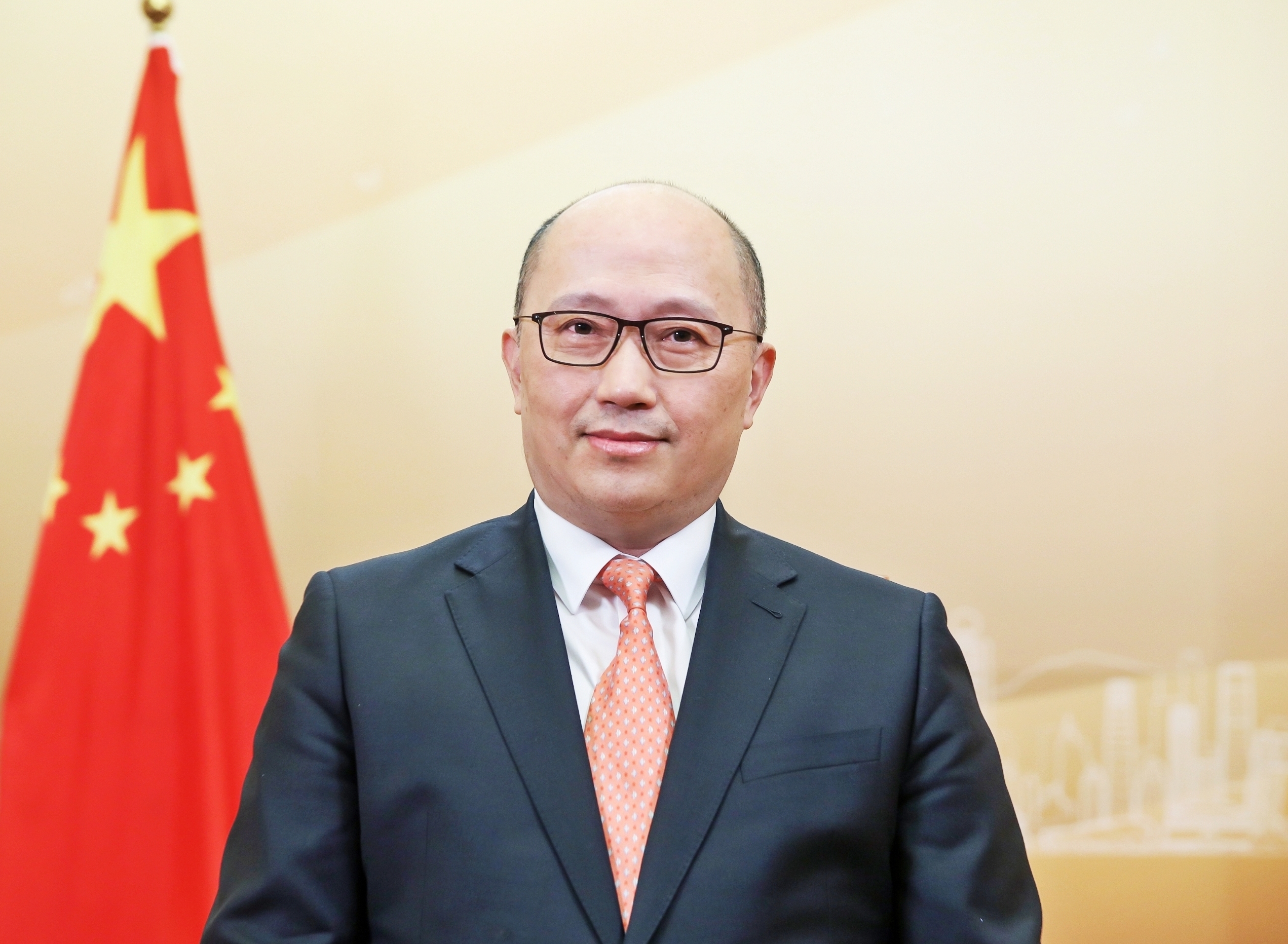 Zheng Yanxiong, director of the Liaison Office of the Central People's Government in the Hong Kong Special Administrative Region (HKSAR), delivers the Spring Festival address in south China's Hong Kong, January 15, 2023. /Liaison Office