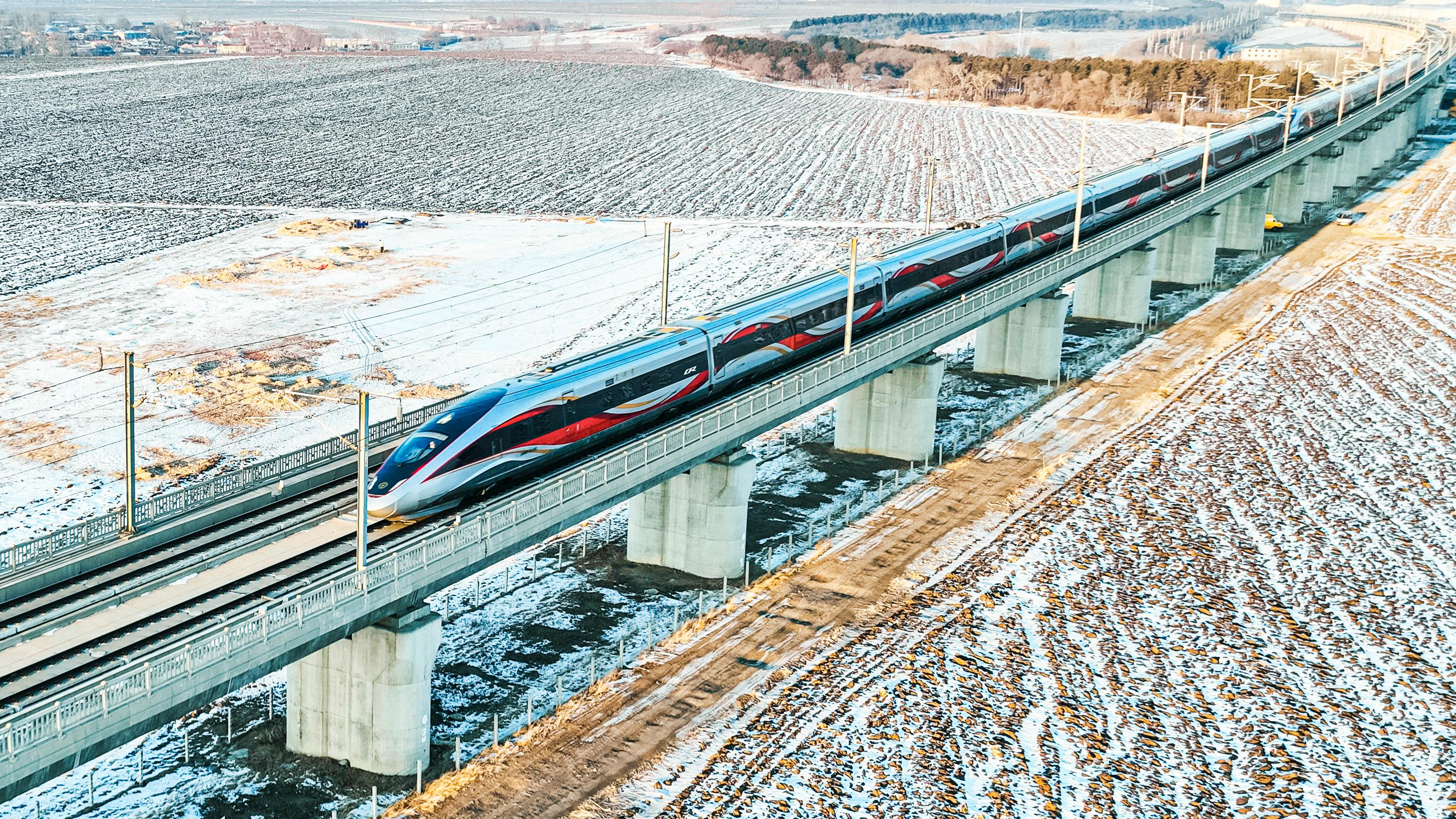 China's Fuxing high-speed train starts service in northmost China's Heilongjiang Province for the first time during Spring Festival holidays. /CMG