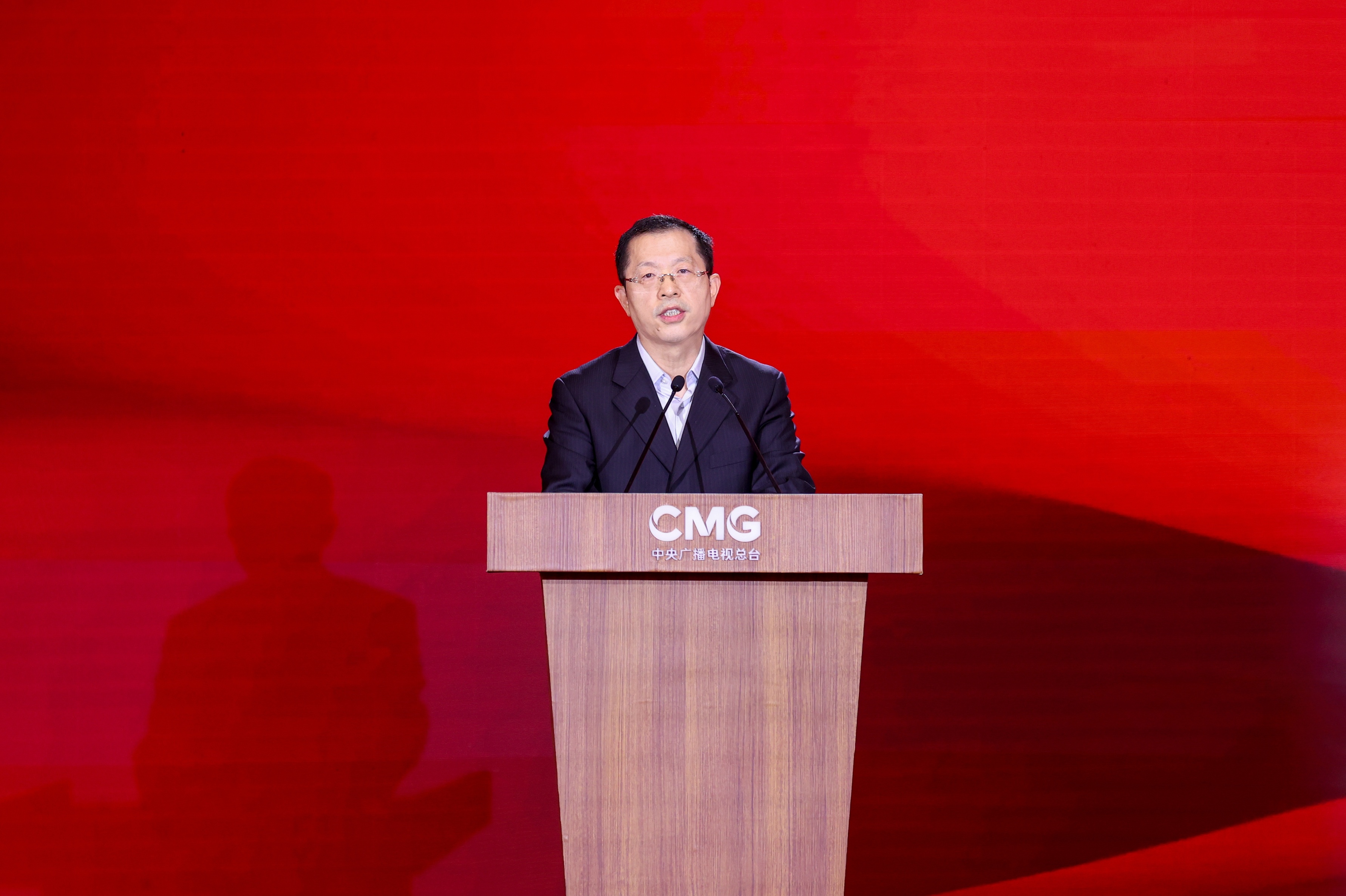Liang Jianzeng, a member of the editorial board of CMG, delivered a speech. /CMG