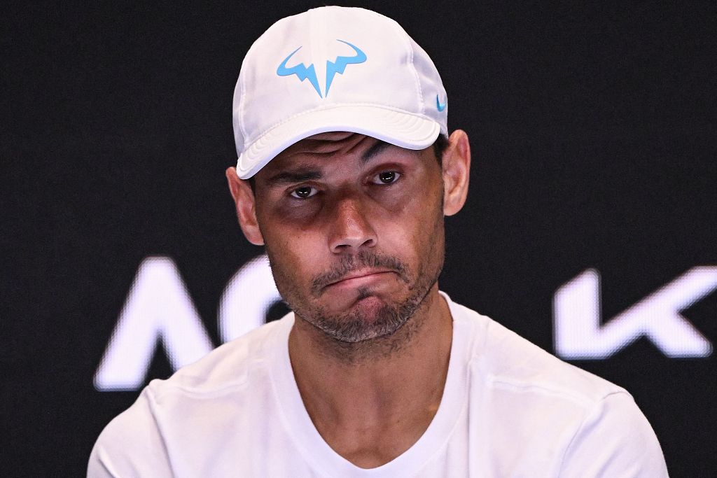 Rafael Nadal of Spain addresses a press conference after his loss at the Australian Open at Melbourne Park in Melbourne, Australia, January 18, 2023. /CFP