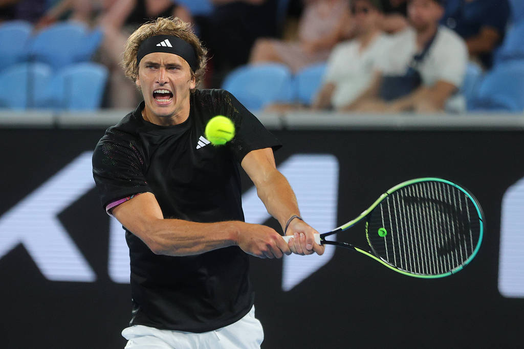Alexander Zverev of Germany competes during the men's singles first round at the Australian Open in Melbourne, January 17, 2023. /CFP