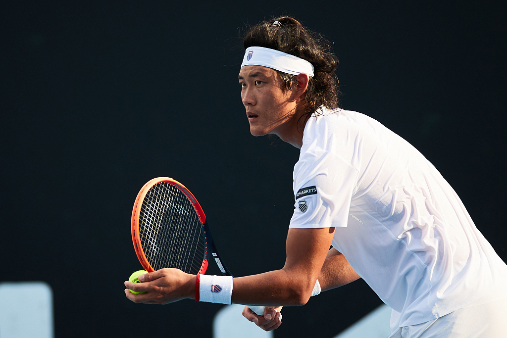 China's Zhang Zhizhen competes during the men's singles first round at the Australian Open in Melbourne, January 17, 2023. /CFP