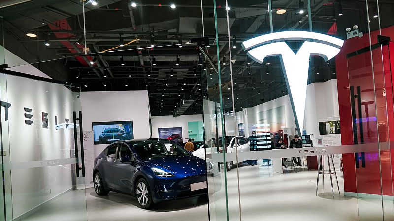 A Tesla store in Beijing, China, February 14, 2022. /CFP