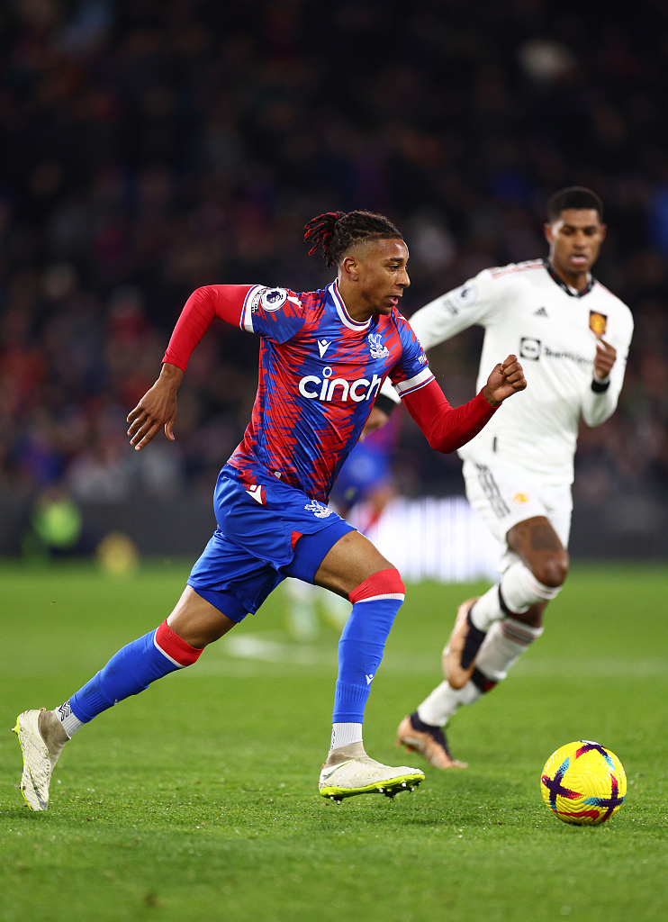 Michael Olise of Crystal Palace runs with the ball during the Premier League match between Crystal Palace and Manchester United at Selhurst Park in London, England, January 18, 2023. /CFP