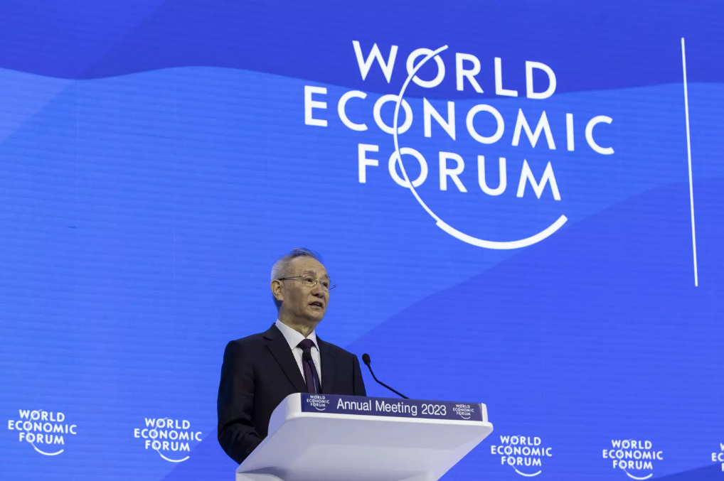 Chinese Vice Premier Liu He delivers a speech at the World Economic Forum (WEF) Annual Meeting 2023 in Davos, Switzerland, January 17, 2023. /World Economic Forum