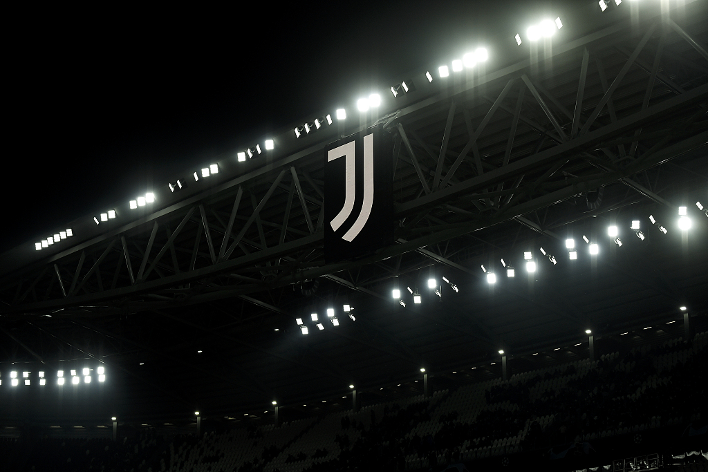 Logo of Juventus is seen on the screen during the UEFA Champions League game against Malmo at Juventus Stadium in Turin, Italy, December 8, 2021. /CFP