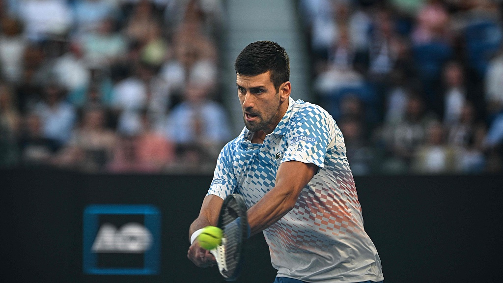 Novak Djokovic in action during the Australian Open men's singles semifinal in Melbourne, Australia, January 27, 2023. /CFP