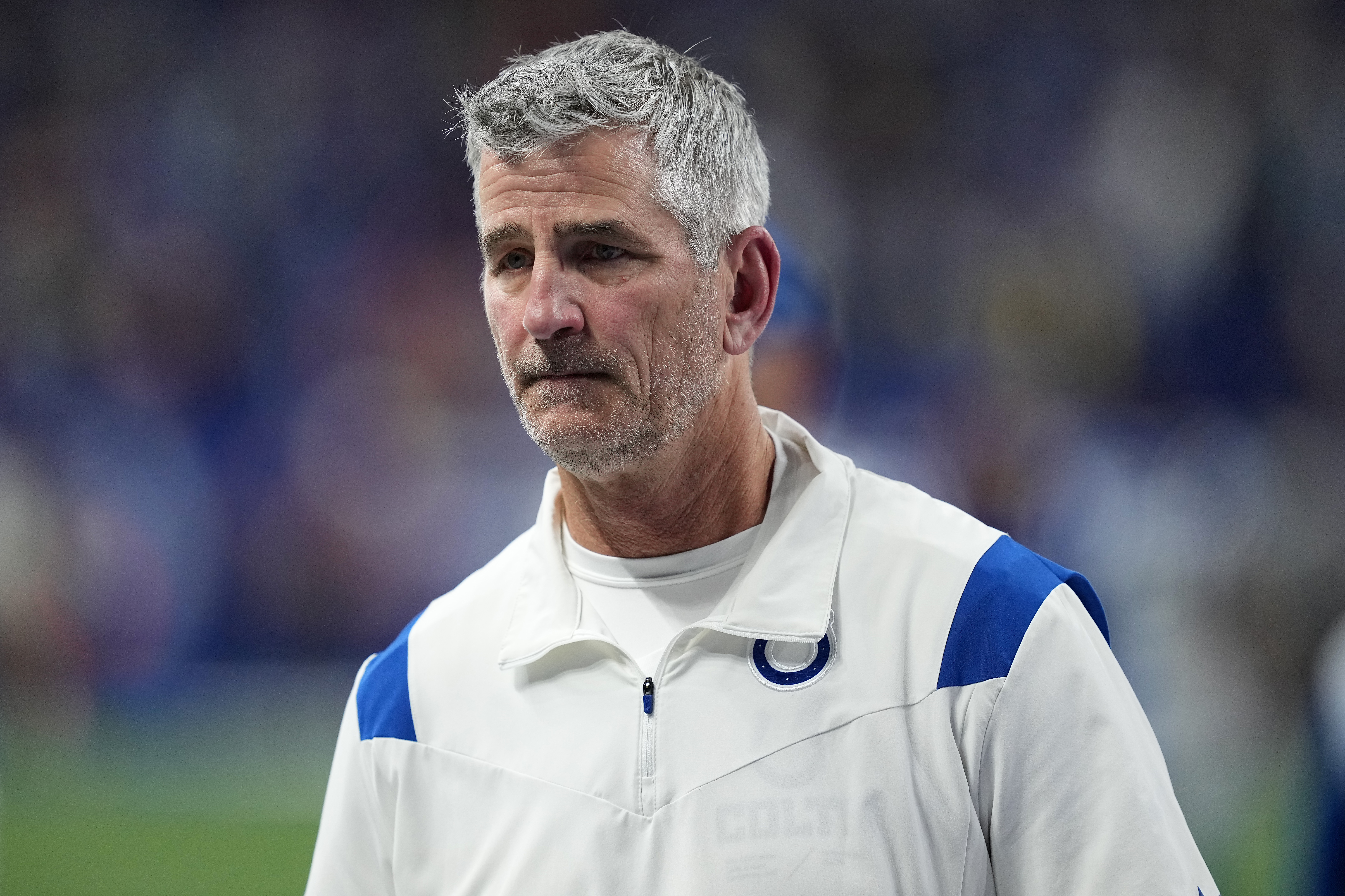 Frank Reich, head coach of the Indianapolis Colts, leaves the field after the 17-16 loss to the the Washington Commanders at Lucas Oil Stadium in Indianapolis, Indiana, October 30, 2022. /CFP 