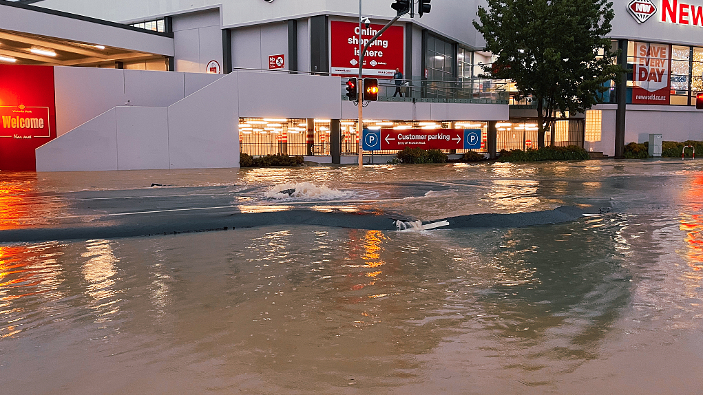 A view of a flooded Victoria Street in Auckland, New Zealand, January 27, 2023. /CFP