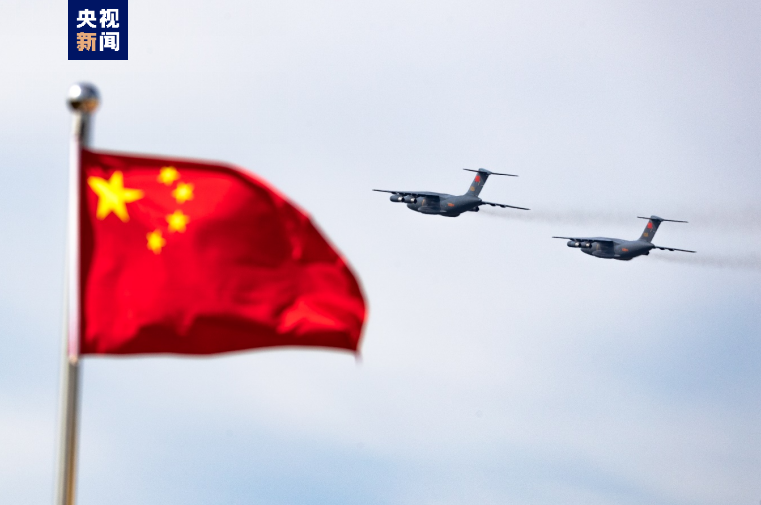A view of two aircrafts of China's homegrown Y-20 large military transport aircraft. /China Media Group