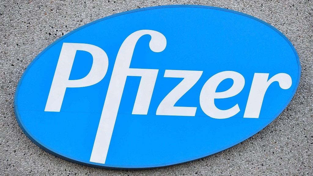 A Pfizer logo is seen at a production site in Puurs, Belgium, December 22, 2020. /CFP