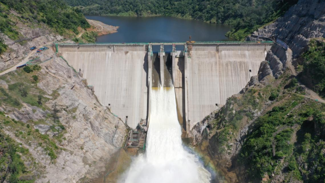 A general view of Kafue Gorge Lower Hydropower Station (KGL) in Chikankata district, Zambia. /Xinhua
