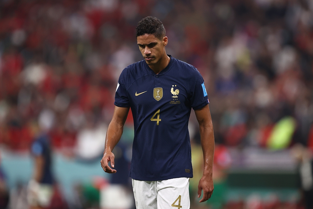 Raphael Varane of France leaves the field after the 2-0 win over Morocco in the FIFA World Cup semifinals at Al Bayt Stadium in Qatar, December 14, 2022. /CFP