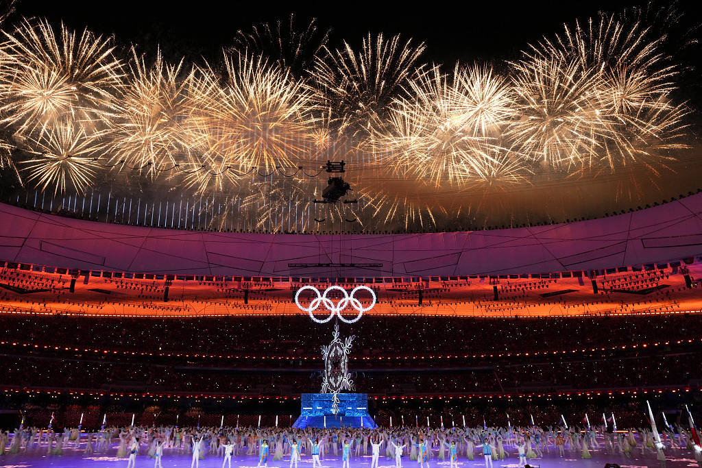 Fireworks at the closing ceremony of the Beijing 2022 Winter Olympics, at the National Stadium in Beijing, China, February 20, 2022. /CFP