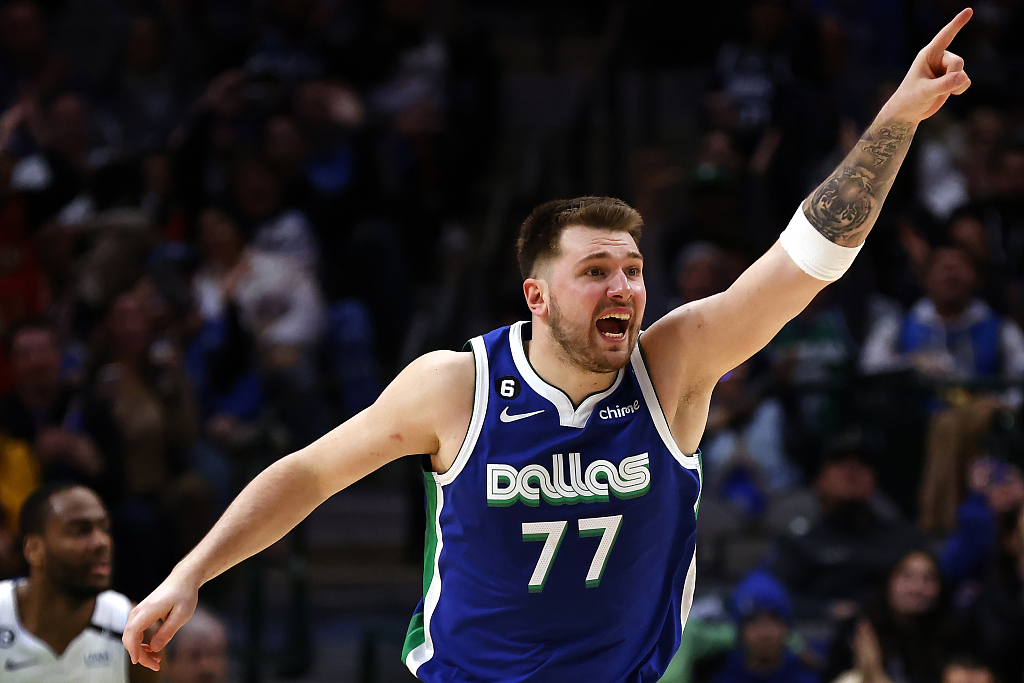 Luka Doncic of the Dallas Mavericks looks on in the game against the Detroit Pistons at the American Airlines Center in Dallas, Texas, January 30, 2023. /CFP