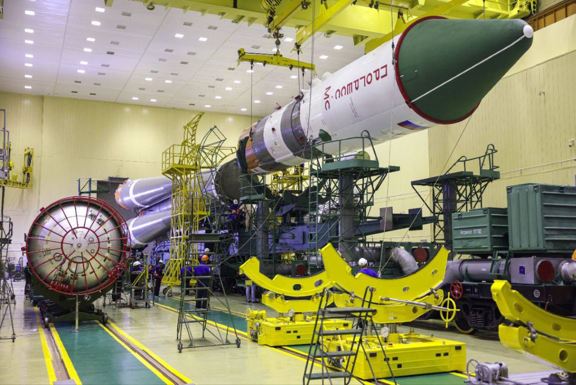 A Soyuz-2.1A rocket is being assembled. /Roscosmos
