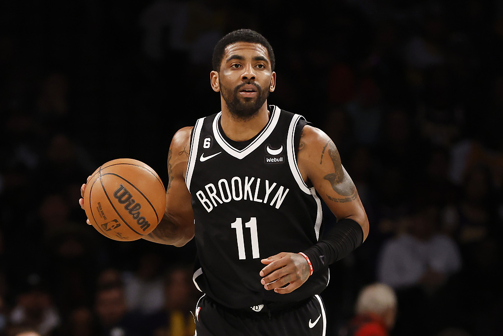 Kyrie Irving of the Brooklyn Nets dribbles in the game against the Los Angeles Lakers at the Barclays Center in Brooklyn, New York City, January 30, 2023. /CFP