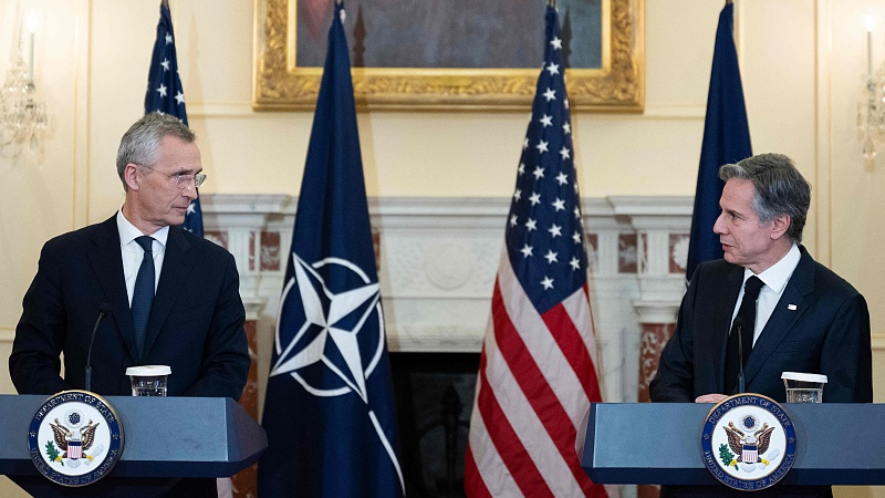 NATO Secretary General Jens Stoltenberg and U.S. Secretary of State Antony Blinken hold a press conference, Washington, D.C., February 8, 2023. /CFP