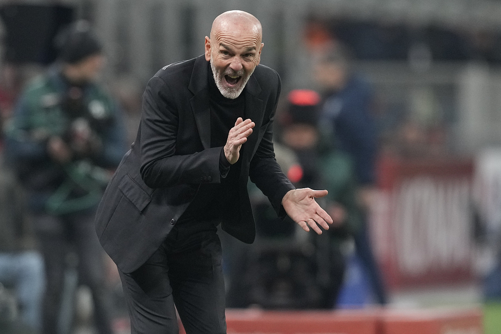 AC Milan coach Stefano Pioli reacts during the Serie A match between AC Milan and Torino at San Siro Stadium in Milan, Italy, February 10, 2023. /CFP