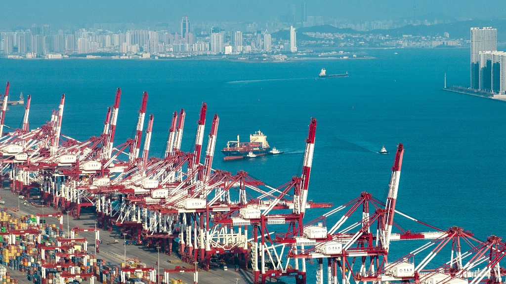 A view of the Shandong Free Trade Zone in Qingdao City, east China's Shandong Province, January 29, 2023. /CFP