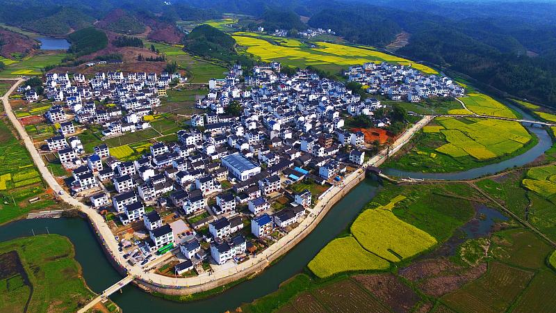 An aerial photo of Huangsha Village, Zhenzhu Township, Wuyuan County, east China's Jiangxi Province, March 24, 2019. /CFP