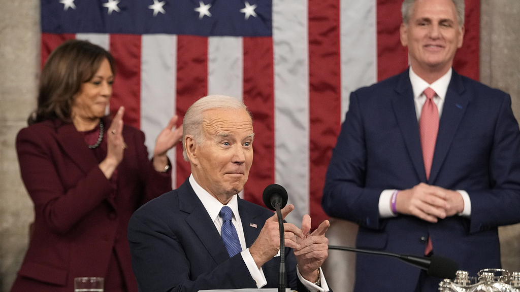U.S. President Joe Biden gestures as he delivers an address at the U.S. Capitol in Washington, D.C., February 7, 2023. /CFP
