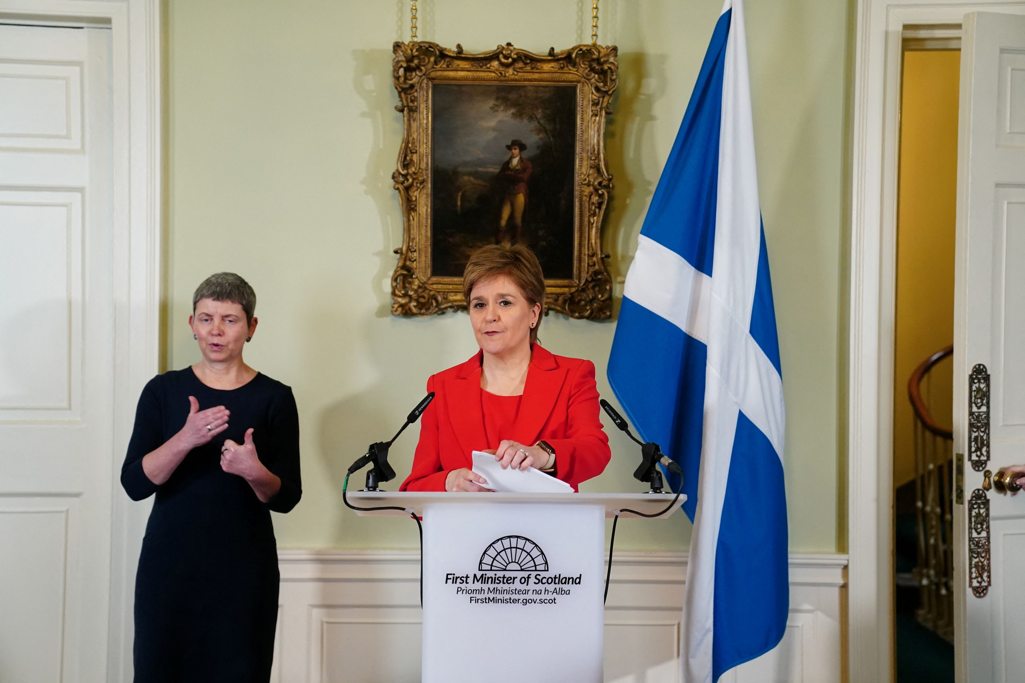 Nicola Sturgeon addresses a press conference at Bute House in Edinburgh, Scotland, February 15, 2023. /Reuters
