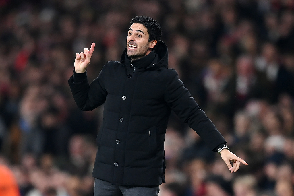 Arsenal manager Mikel Arteta during their clash with Manchester City at the Emirates Stadium in London, England, February 15, 2023. /CFP